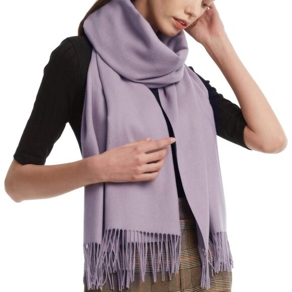 Women's Dark Lavender Pashmina Shawl Soft Warm Fashion Blanket Imported Scarves - Picture 3 of 6